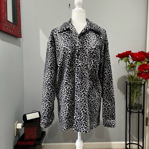 Third Rail Vintage Plush Fleece Longline Leopard Print Cozy Shacket Shirt Jacket - Picture 3 of 16